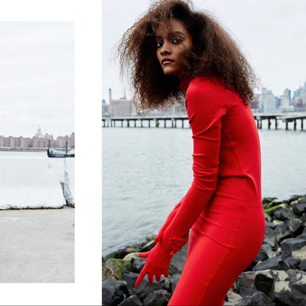 LRS STUDIO Red Mini Dress w/ Extra Long Sleeves M